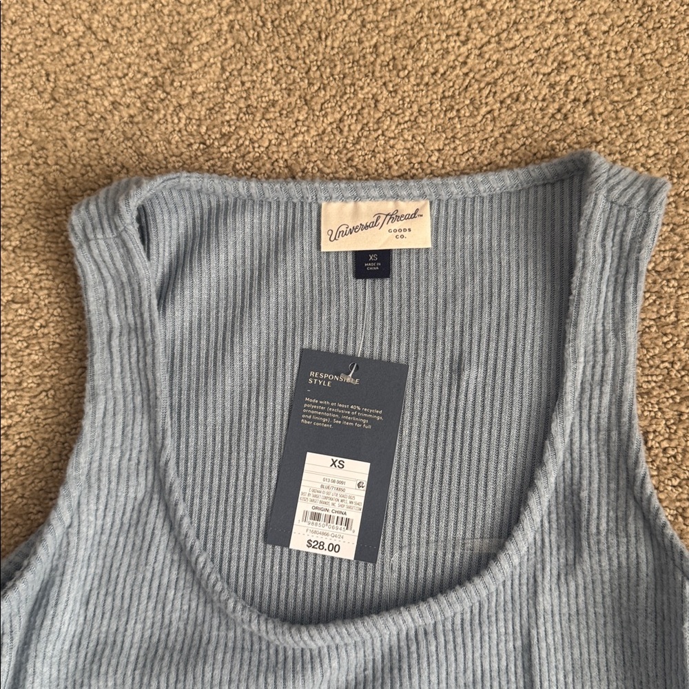 D122 NWT Universal Thread Women's Drop Waist Ribbed Knit Midi Dress - Size: XS - Picture 3 of 5